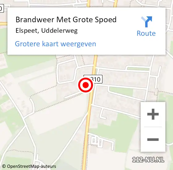 Locatie op kaart van de 112 melding: Brandweer Met Grote Spoed Naar Elspeet, Uddelerweg op 22 juli 2022 03:39