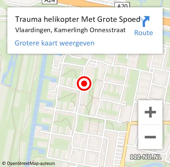 Locatie op kaart van de 112 melding: Trauma helikopter Met Grote Spoed Naar Vlaardingen, Kamerlingh Onnesstraat op 22 juli 2022 03:49