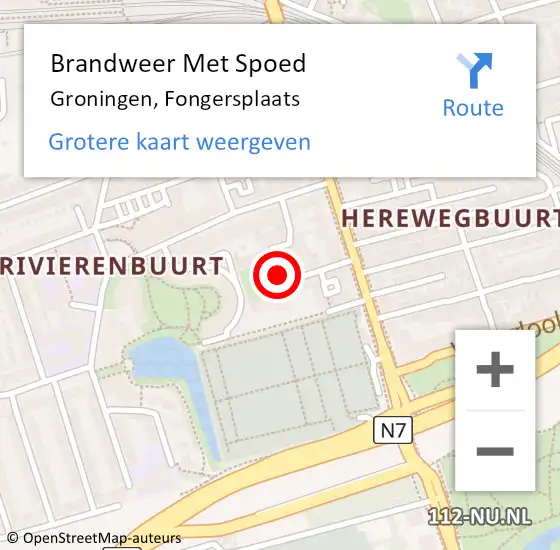 Locatie op kaart van de 112 melding: Brandweer Met Spoed Naar Groningen, Fongersplaats op 24 juli 2014 00:32