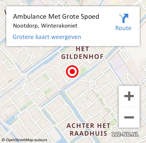 Locatie op kaart van de 112 melding: Ambulance Met Grote Spoed Naar Nootdorp, Winterakoniet op 22 juli 2022 04:42