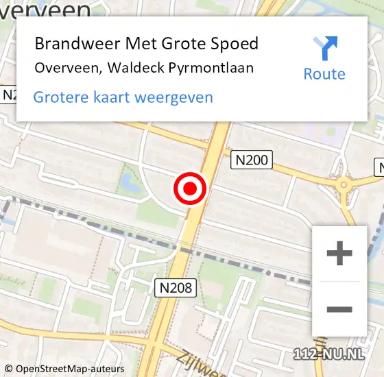 Locatie op kaart van de 112 melding: Brandweer Met Grote Spoed Naar Overveen, Waldeck Pyrmontlaan op 22 juli 2022 05:01