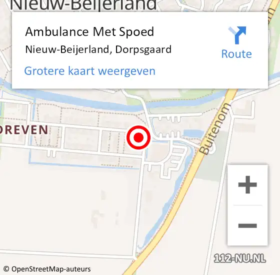 Locatie op kaart van de 112 melding: Ambulance Met Spoed Naar Nieuw-Beijerland, Dorpsgaard op 22 juli 2022 05:10