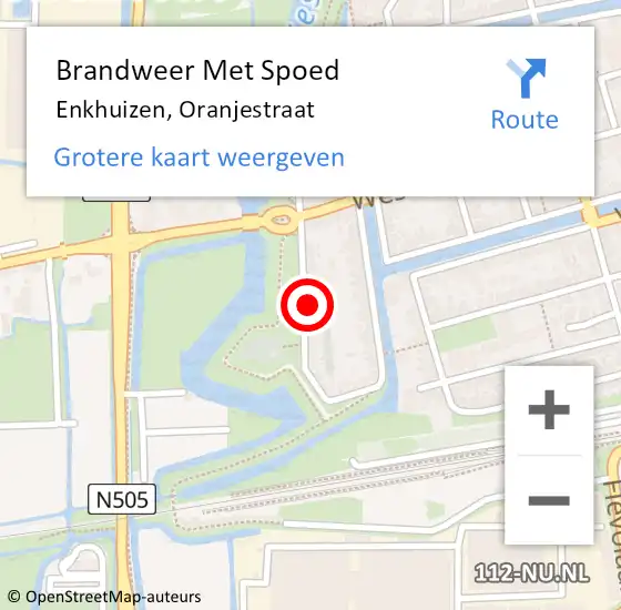 Locatie op kaart van de 112 melding: Brandweer Met Spoed Naar Enkhuizen, Oranjestraat op 22 juli 2022 07:20