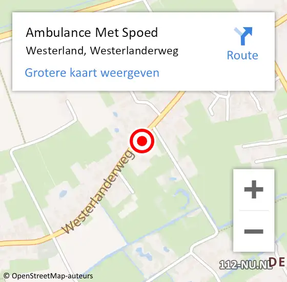 Locatie op kaart van de 112 melding: Ambulance Met Spoed Naar Westerland, Westerlanderweg op 22 juli 2022 07:22