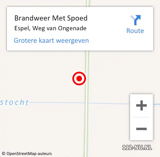 Locatie op kaart van de 112 melding: Brandweer Met Spoed Naar Espel, Weg van Ongenade op 22 juli 2022 07:54