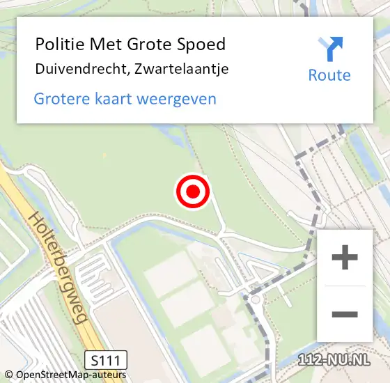 Locatie op kaart van de 112 melding: Politie Met Grote Spoed Naar Duivendrecht, Zwartelaantje op 22 juli 2022 08:01