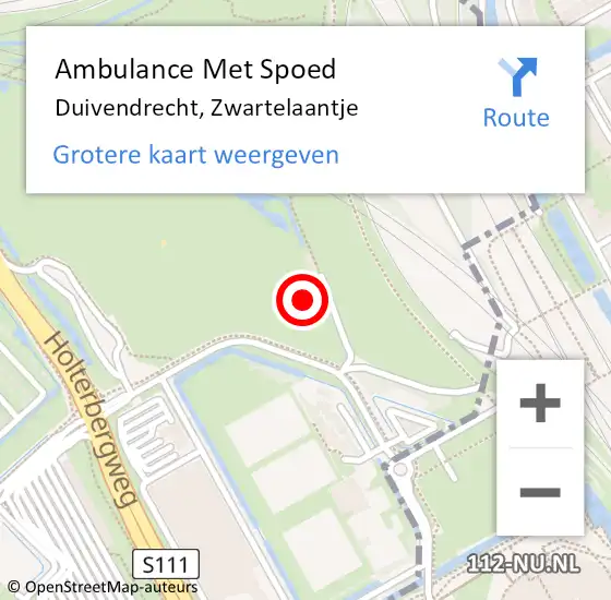 Locatie op kaart van de 112 melding: Ambulance Met Spoed Naar Duivendrecht, Zwartelaantje op 22 juli 2022 08:01