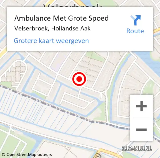 Locatie op kaart van de 112 melding: Ambulance Met Grote Spoed Naar Velserbroek, Hollandse Aak op 22 juli 2022 08:06