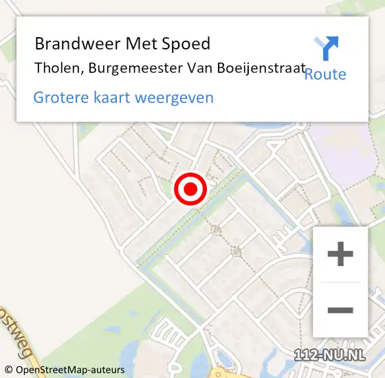 Locatie op kaart van de 112 melding: Brandweer Met Spoed Naar Tholen, Burgemeester Van Boeijenstraat op 22 juli 2022 08:11