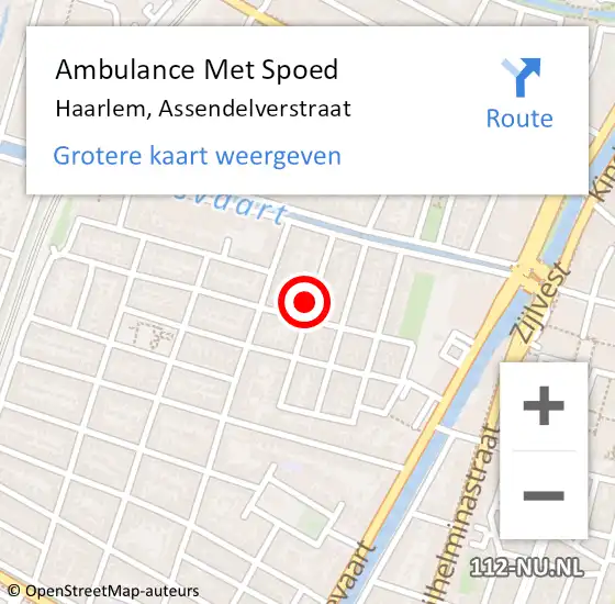 Locatie op kaart van de 112 melding: Ambulance Met Spoed Naar Haarlem, Assendelverstraat op 22 juli 2022 08:21