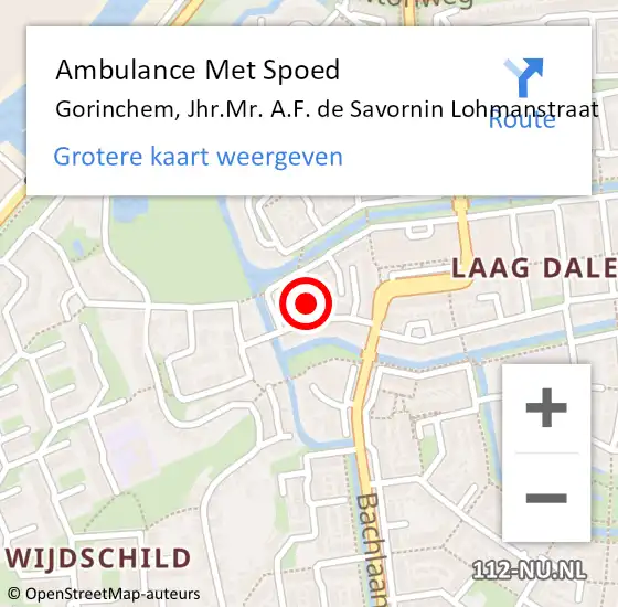 Locatie op kaart van de 112 melding: Ambulance Met Spoed Naar Gorinchem, Jhr.Mr. A.F. de Savornin Lohmanstraat op 22 juli 2022 08:35