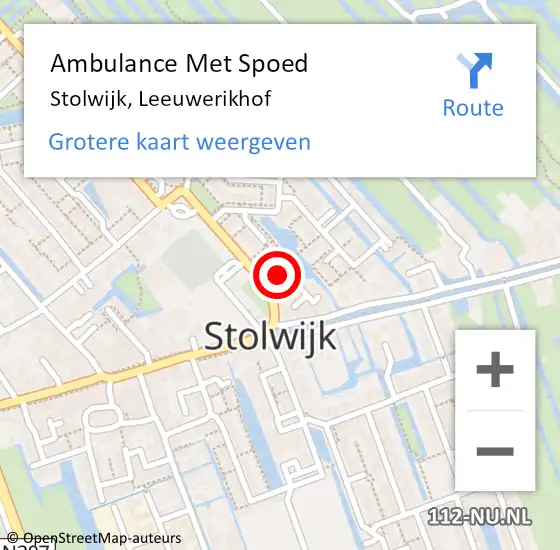 Locatie op kaart van de 112 melding: Ambulance Met Spoed Naar Stolwijk, Leeuwerikhof op 22 juli 2022 09:07