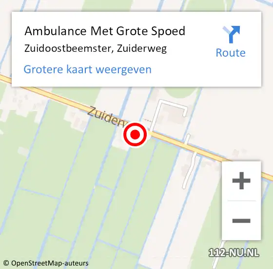 Locatie op kaart van de 112 melding: Ambulance Met Grote Spoed Naar Zuidoostbeemster, Zuiderweg op 22 juli 2022 09:40