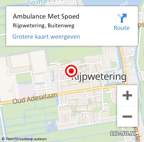 Locatie op kaart van de 112 melding: Ambulance Met Spoed Naar Rijpwetering, Buitenweg op 22 juli 2022 09:40