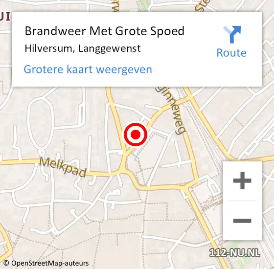 Locatie op kaart van de 112 melding: Brandweer Met Grote Spoed Naar Hilversum, Langgewenst op 22 juli 2022 09:53