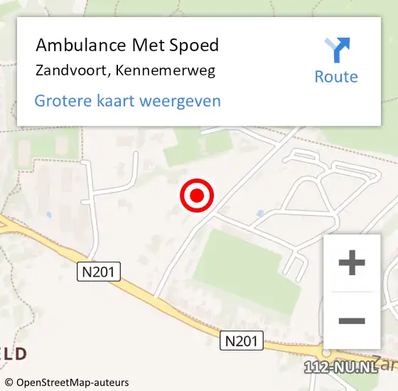 Locatie op kaart van de 112 melding: Ambulance Met Spoed Naar Zandvoort, Kennemerweg op 22 juli 2022 09:58