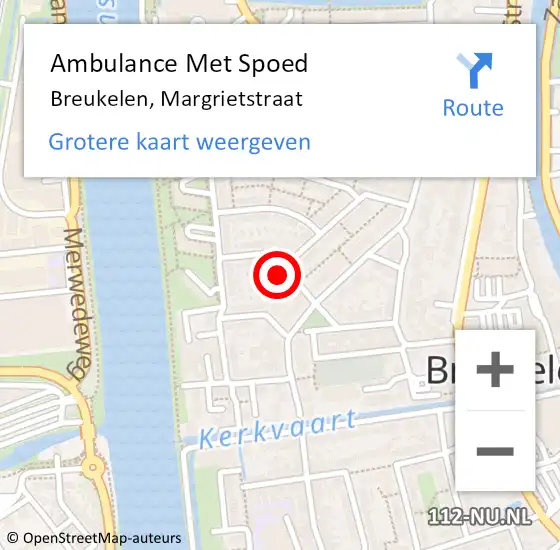 Locatie op kaart van de 112 melding: Ambulance Met Spoed Naar Breukelen, Margrietstraat op 24 juli 2014 01:34