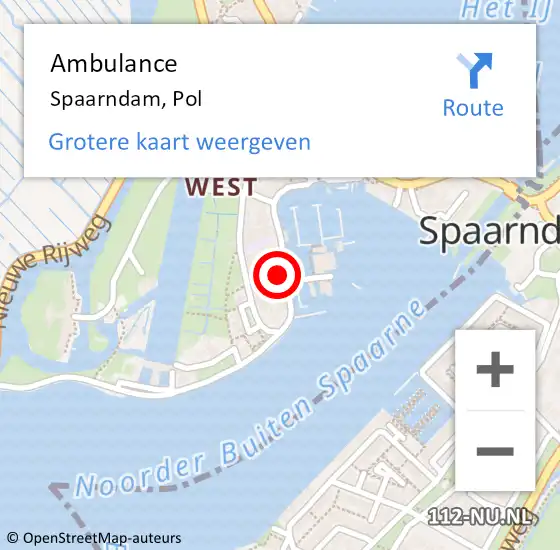 Locatie op kaart van de 112 melding: Ambulance Spaarndam, Pol op 22 juli 2022 10:12