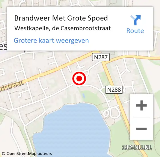 Locatie op kaart van de 112 melding: Brandweer Met Grote Spoed Naar Westkapelle, de Casembrootstraat op 22 juli 2022 10:34