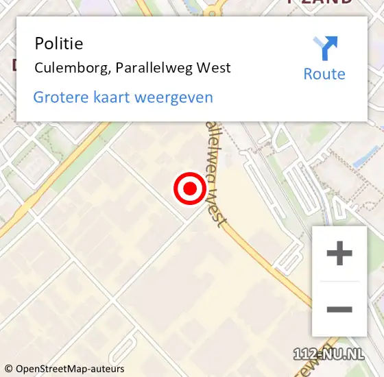 Locatie op kaart van de 112 melding: Politie Culemborg, Parallelweg West op 22 juli 2022 10:38