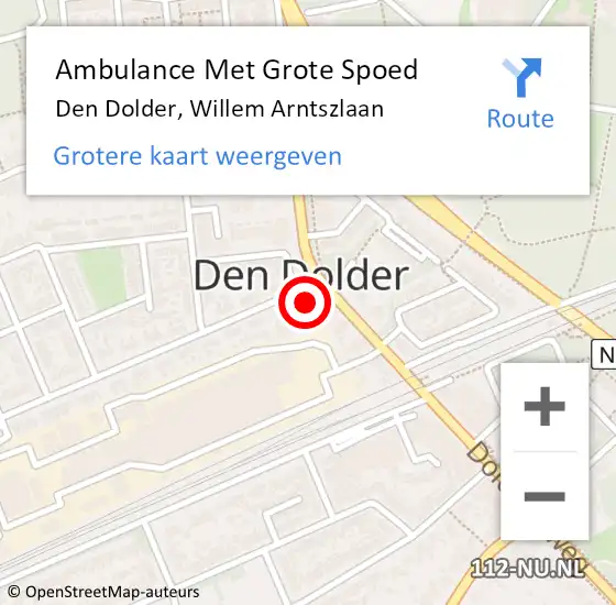 Locatie op kaart van de 112 melding: Ambulance Met Grote Spoed Naar Den Dolder, Willem Arntszlaan op 24 juli 2014 01:54