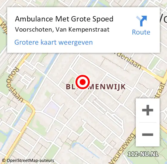 Locatie op kaart van de 112 melding: Ambulance Met Grote Spoed Naar Voorschoten, Van Kempenstraat op 22 juli 2022 11:11