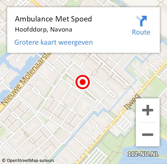 Locatie op kaart van de 112 melding: Ambulance Met Spoed Naar Hoofddorp, Navona op 22 juli 2022 12:02