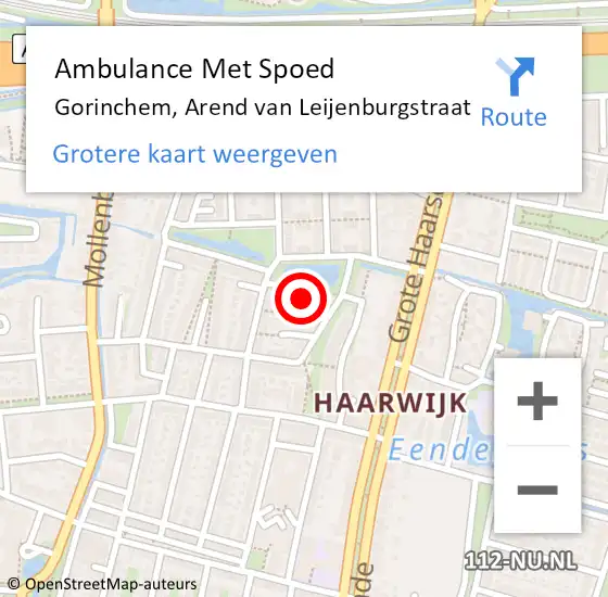 Locatie op kaart van de 112 melding: Ambulance Met Spoed Naar Gorinchem, Arend van Leijenburgstraat op 22 juli 2022 12:32