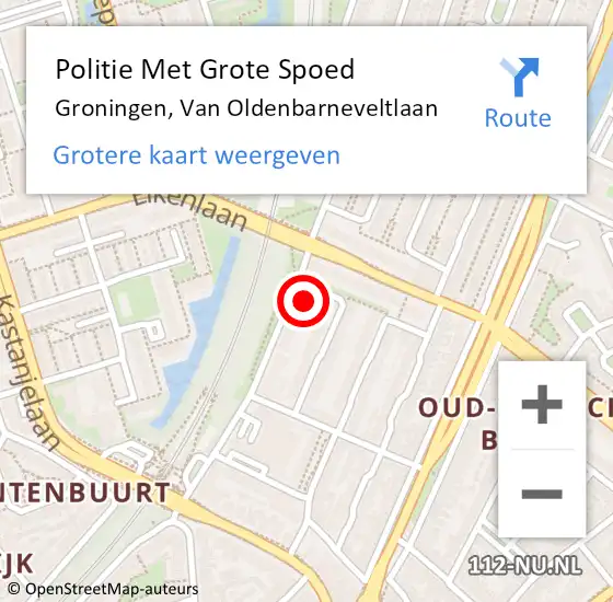 Locatie op kaart van de 112 melding: Politie Met Grote Spoed Naar Groningen, Van Oldenbarneveltlaan op 22 juli 2022 12:42