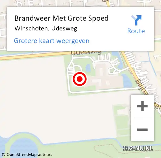 Locatie op kaart van de 112 melding: Brandweer Met Grote Spoed Naar Winschoten, Udesweg op 22 juli 2022 12:46