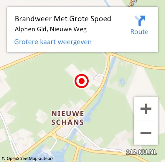 Locatie op kaart van de 112 melding: Brandweer Met Grote Spoed Naar Alphen Gld, Nieuwe Weg op 24 juli 2014 02:40