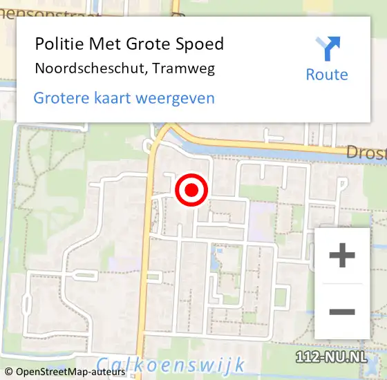 Locatie op kaart van de 112 melding: Politie Met Grote Spoed Naar Noordscheschut, Tramweg op 22 juli 2022 13:13