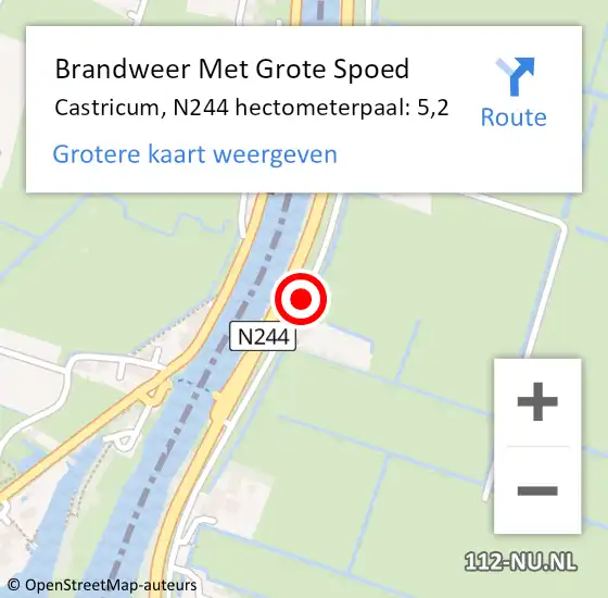 Locatie op kaart van de 112 melding: Brandweer Met Grote Spoed Naar Castricum, N244 hectometerpaal: 5,2 op 22 juli 2022 14:05
