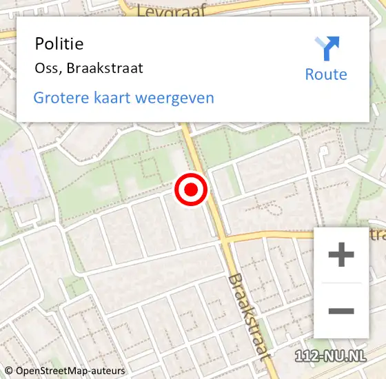 Locatie op kaart van de 112 melding: Politie Oss, Braakstraat op 22 juli 2022 14:07