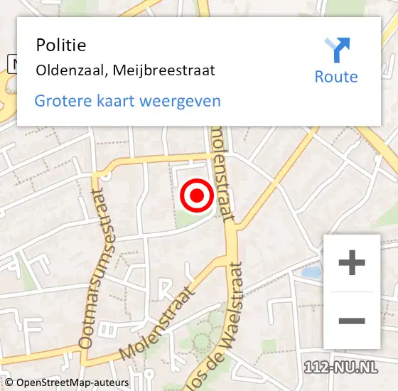 Locatie op kaart van de 112 melding: Politie Oldenzaal, Meijbreestraat op 22 juli 2022 14:08