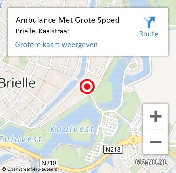 Locatie op kaart van de 112 melding: Ambulance Met Grote Spoed Naar Brielle, Kaaistraat op 22 juli 2022 14:11