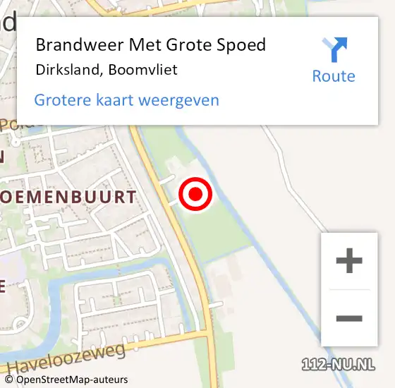 Locatie op kaart van de 112 melding: Brandweer Met Grote Spoed Naar Dirksland, Boomvliet op 22 juli 2022 14:32