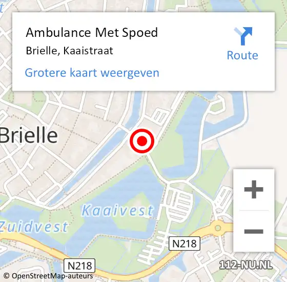 Locatie op kaart van de 112 melding: Ambulance Met Spoed Naar Brielle, Kaaistraat op 22 juli 2022 14:45