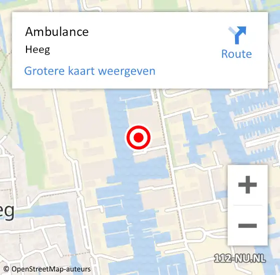Locatie op kaart van de 112 melding: Ambulance Heeg op 22 juli 2022 14:54