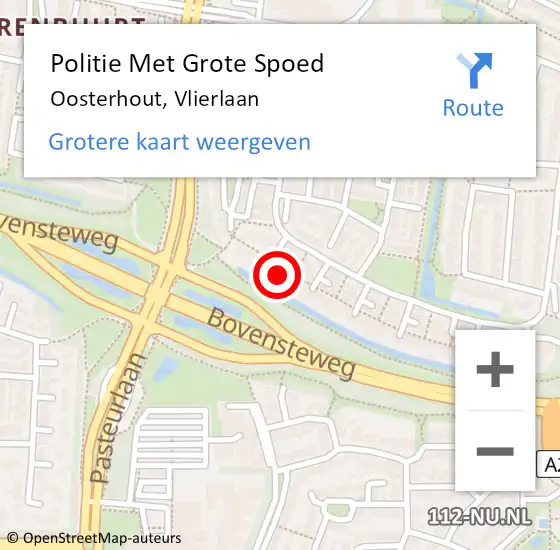 Locatie op kaart van de 112 melding: Politie Met Grote Spoed Naar Oosterhout, Vlierlaan op 22 juli 2022 15:12