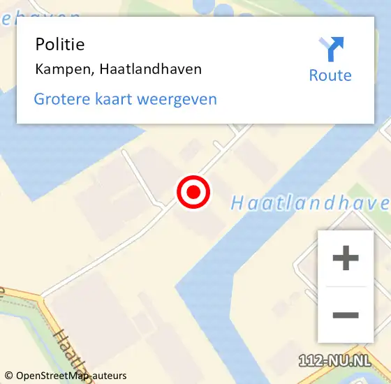 Locatie op kaart van de 112 melding: Politie Kampen, Haatlandhaven op 22 juli 2022 15:23