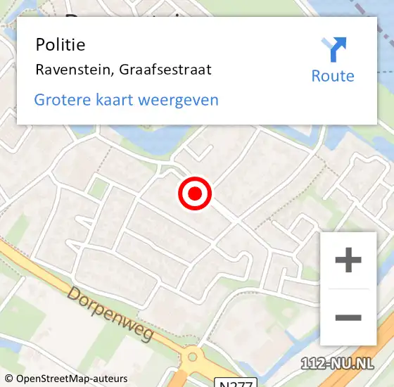 Locatie op kaart van de 112 melding: Politie Ravenstein, Graafsestraat op 22 juli 2022 15:40