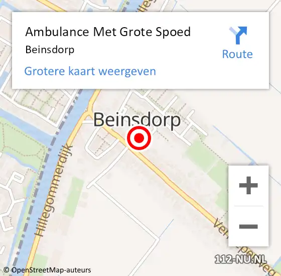 Locatie op kaart van de 112 melding: Ambulance Met Grote Spoed Naar Beinsdorp op 22 juli 2022 15:48