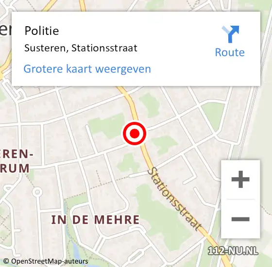Locatie op kaart van de 112 melding: Politie Susteren, Stationsstraat op 22 juli 2022 16:10