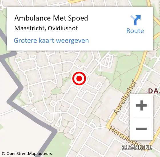 Locatie op kaart van de 112 melding: Ambulance Met Spoed Naar Maastricht, Ovidiushof op 24 juli 2014 04:07