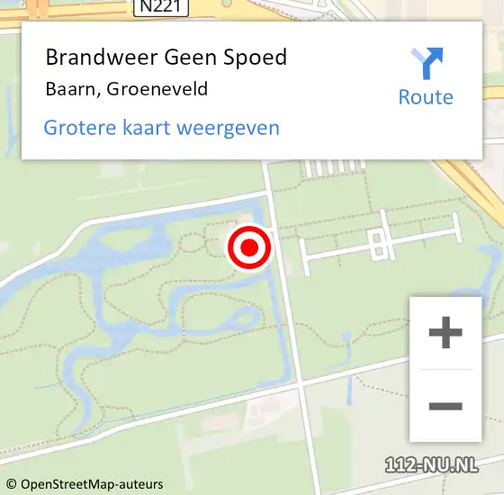 Locatie op kaart van de 112 melding: Brandweer Geen Spoed Naar Baarn, Groeneveld op 22 juli 2022 16:18