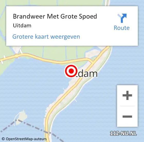 Locatie op kaart van de 112 melding: Brandweer Met Grote Spoed Naar Uitdam op 22 juli 2022 17:06