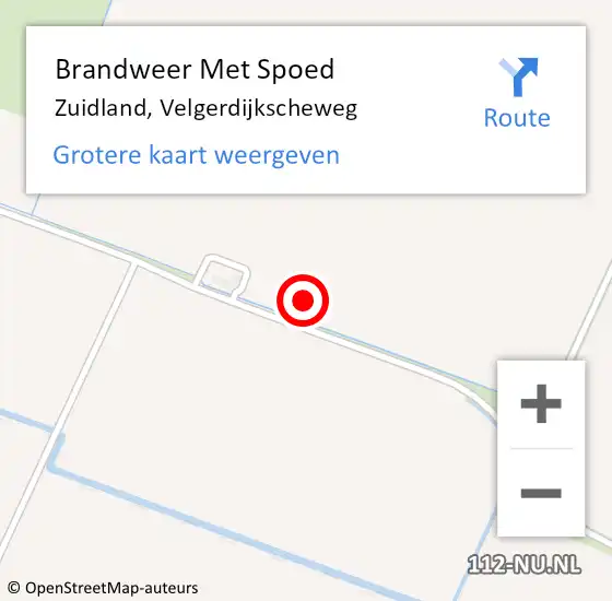 Locatie op kaart van de 112 melding: Brandweer Met Spoed Naar Zuidland, Velgerdijkscheweg op 22 juli 2022 17:11