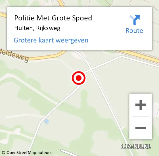 Locatie op kaart van de 112 melding: Politie Met Grote Spoed Naar Hulten, Rijksweg op 22 juli 2022 17:12