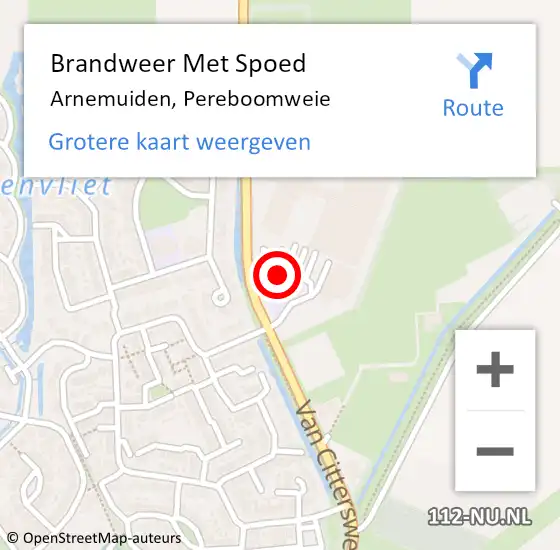 Locatie op kaart van de 112 melding: Brandweer Met Spoed Naar Arnemuiden, Pereboomweie op 22 juli 2022 17:23